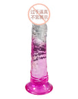 Female dildo gradient color suction cup crystal transparent masturbation stick 7.28 inches