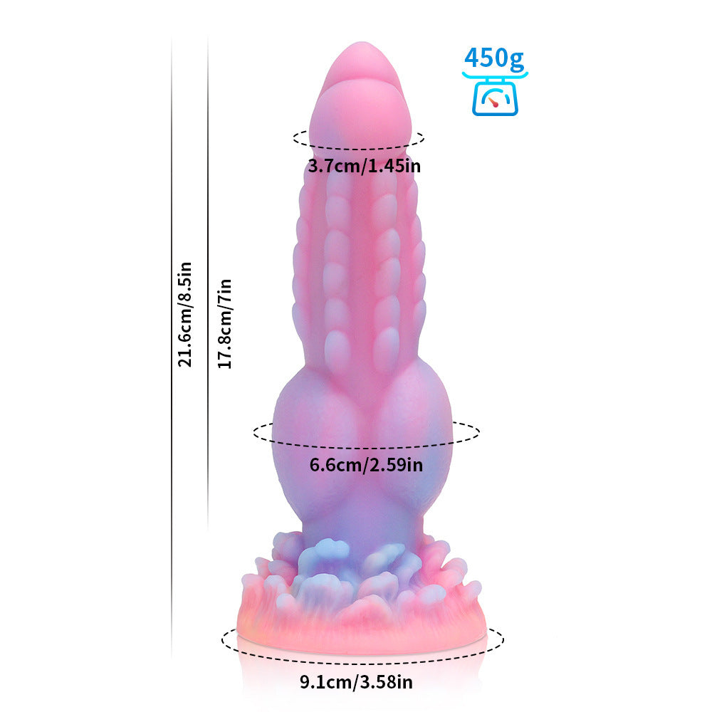 Colorful luminous liquid silicone simulation penis realistic dildo 7 inches