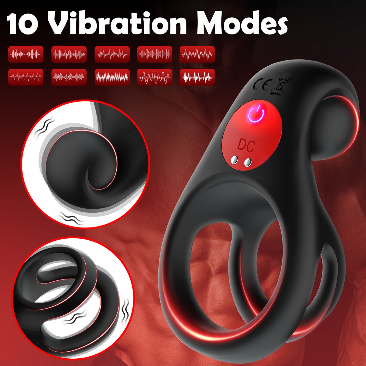 10 frequency dual endurance penis ring male vibration delay device best couple sex toy