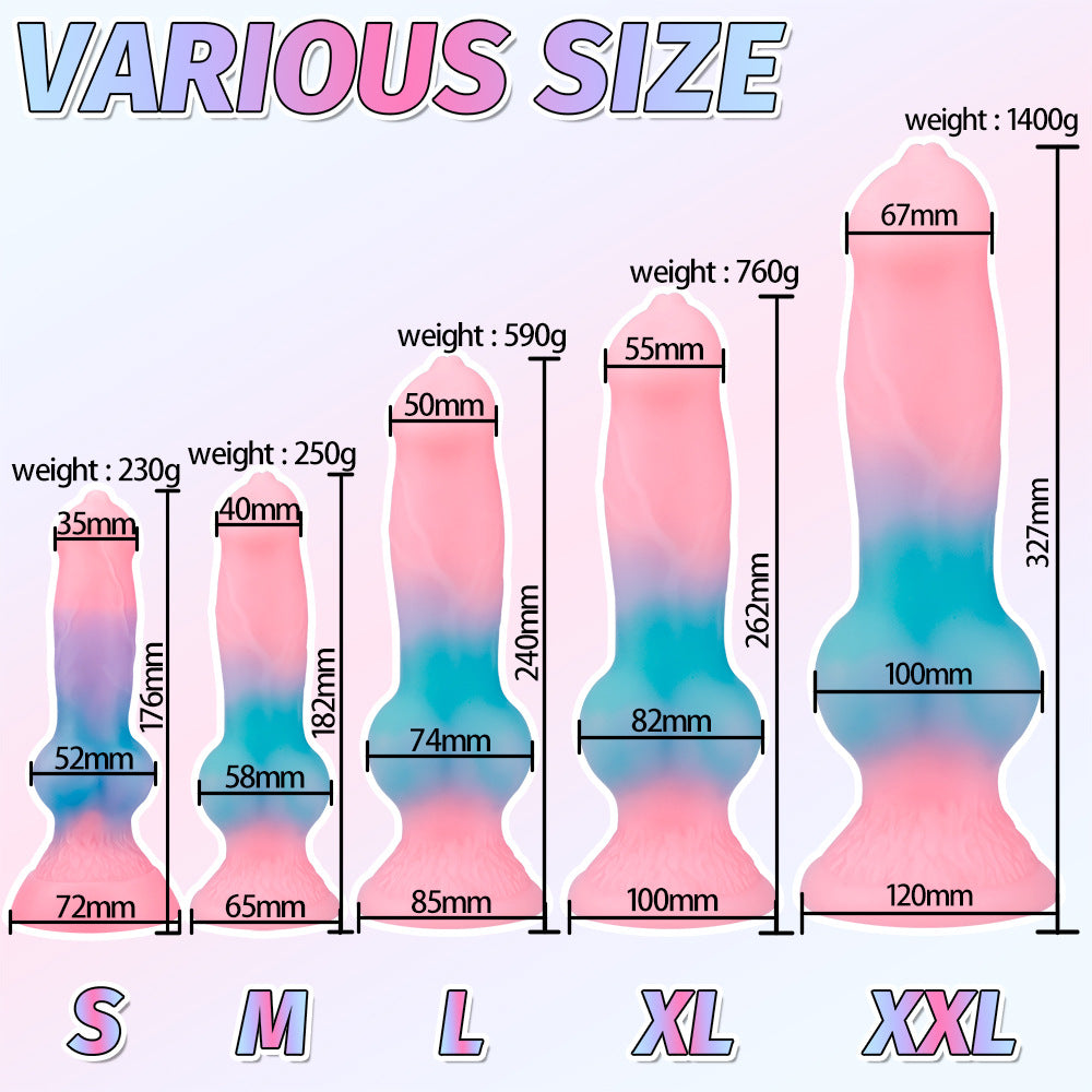 Luminous five-piece set mixed color large size simulation dildo alien artificial animal fantasy dildo