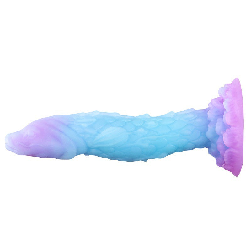 Flying fish shaped mixed color silicone luminous manual dildo flirting sex toy