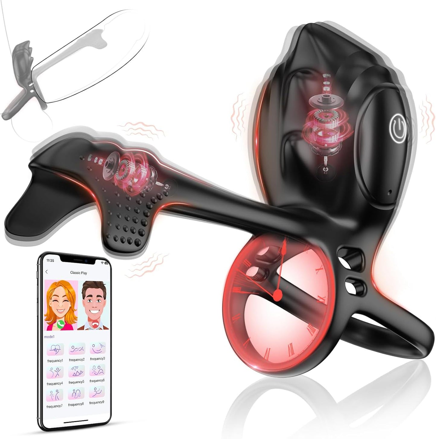 Hannibal Monster Cock Ring APP Controlled Penis Massage Vibrator Couples Sex Toy