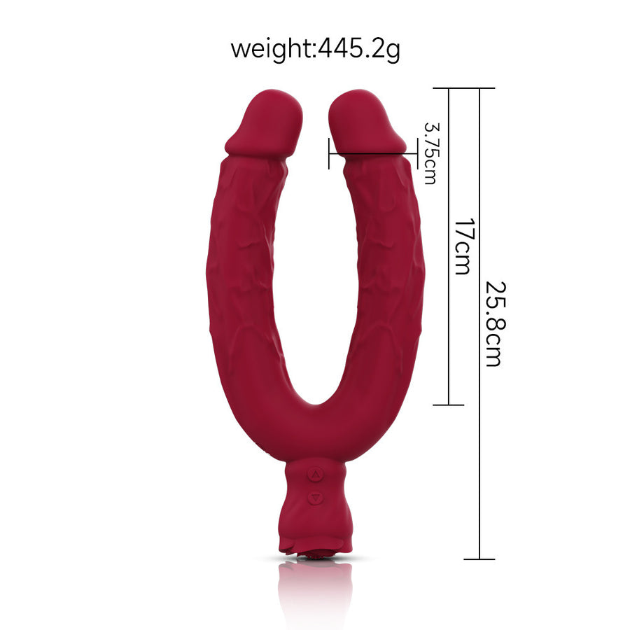 Powerful vibration double-head dildo bendable triple vibration dual-purpose vibrator