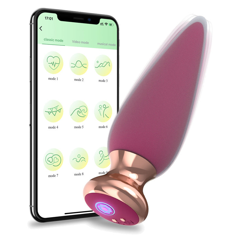 APP controlled magnetic charging luminous anal plug vibrating masturbator