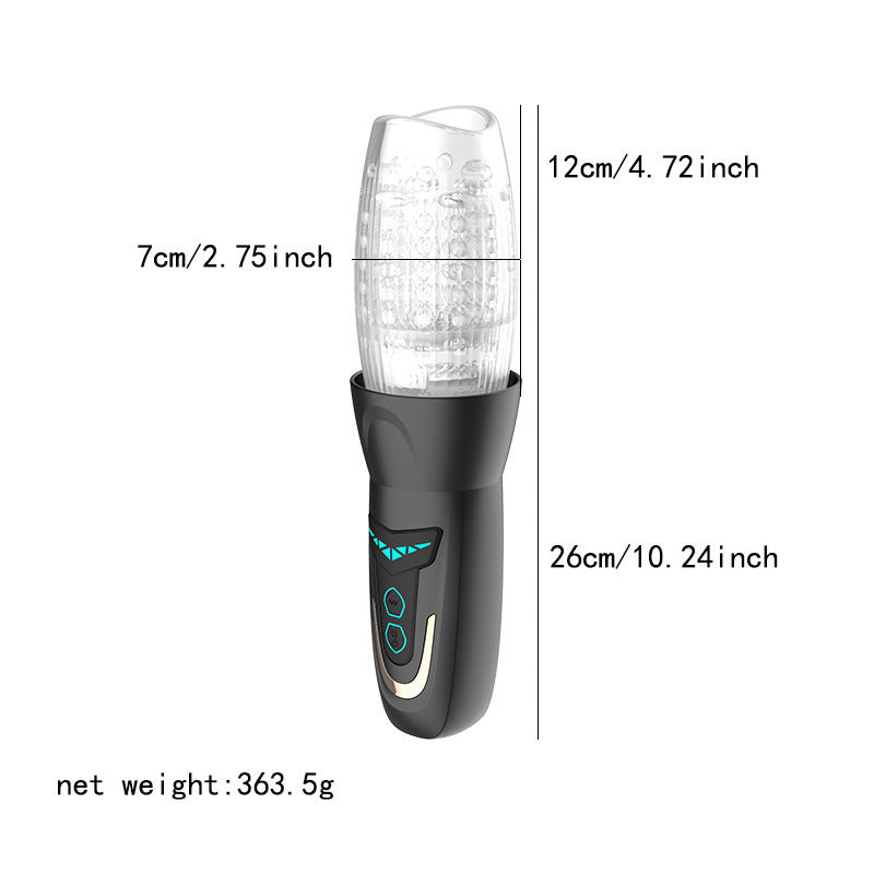 Bellucci upgraded version of transparent telescopic rotating vibration trainer male masturbator