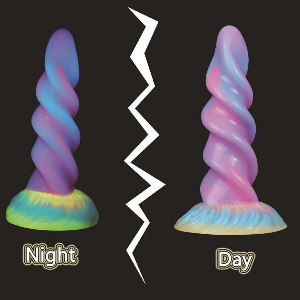 Special Shape Mixed Color Spiral Silicone Luminous Dildo Female Orgasm Masturbator