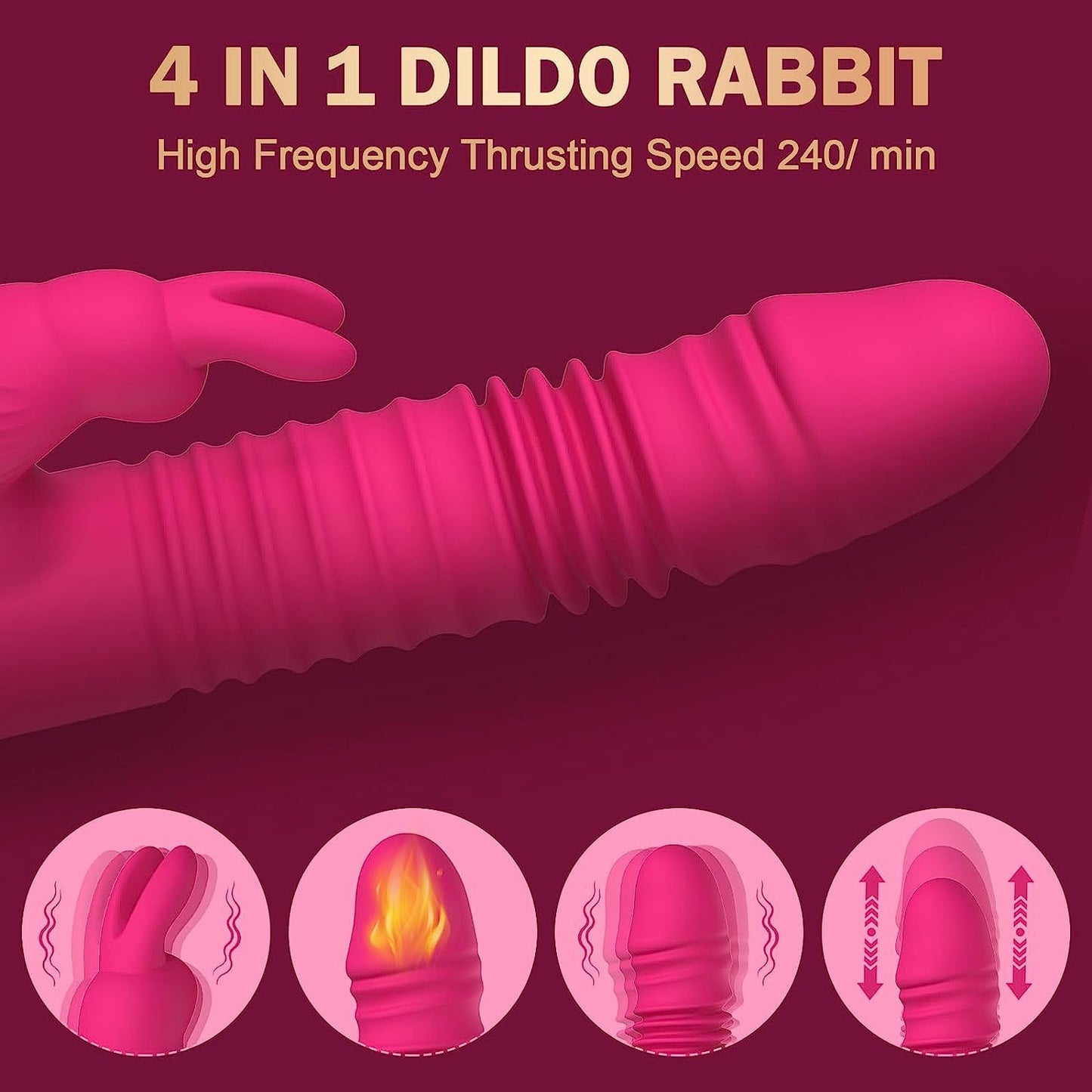 Female rabbit vibrator intelligent heating and retractable 10-frequency strong vibration to stimulate G-spot