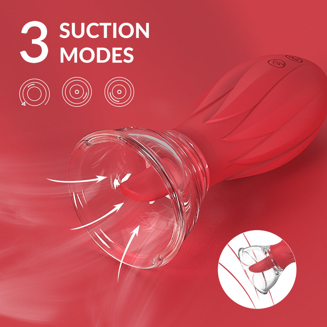 Female tongue licking suction cup masturbator G spot vibrator female sex toys