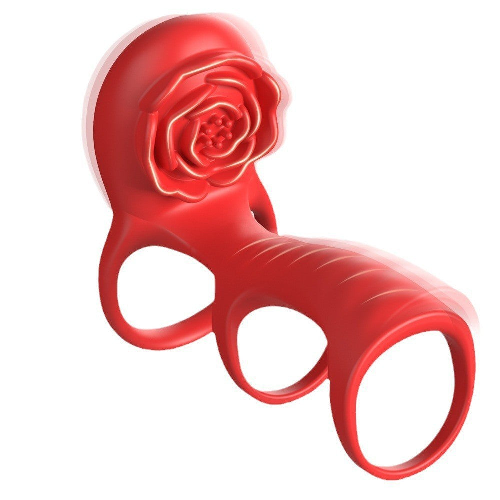 Rose three-section ring APP remote control silicone vibration penis ring flirting couple vibrator