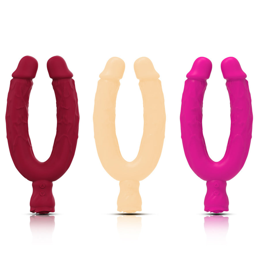 Powerful vibration double-head dildo bendable triple vibration dual-purpose vibrator