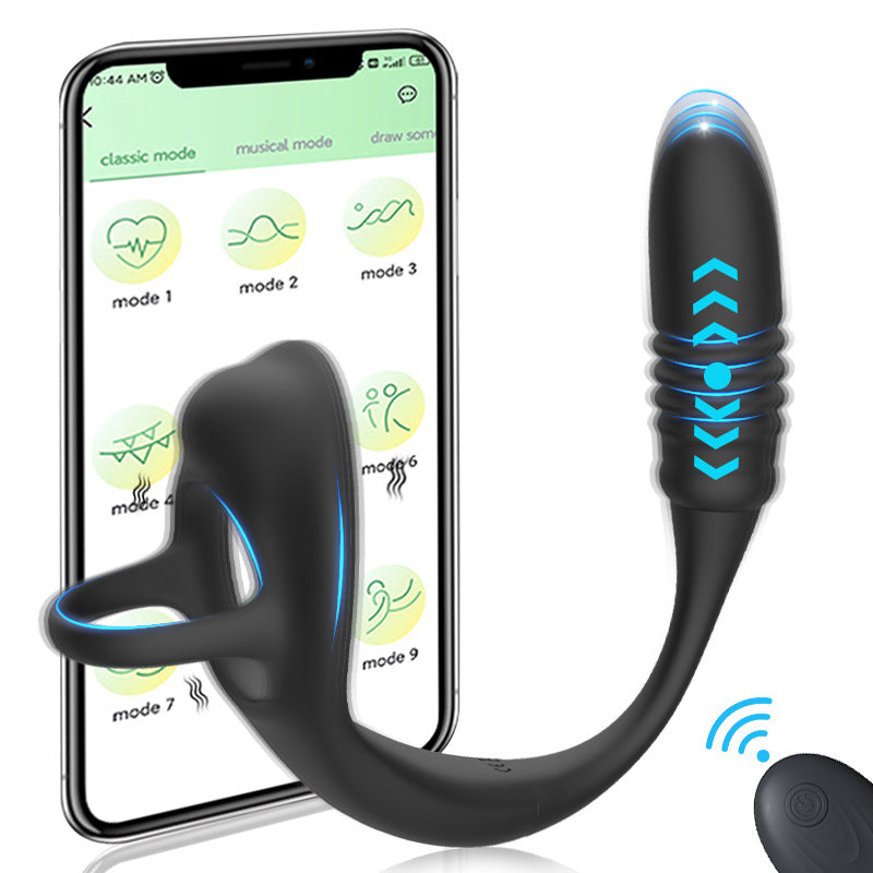 Wireless remote control anal wearable retractable double ring prostate massager best sex toy