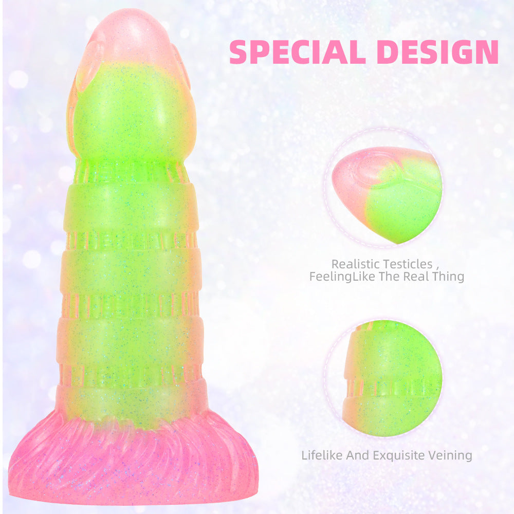 Brand new transparent mixed color luminous silicone dildo female manual masturbator