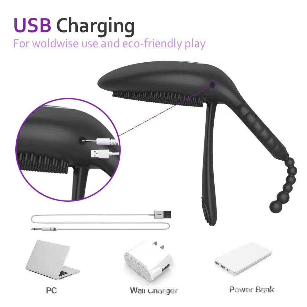 Double Vibration Peach Shape Vibrating Ring Silicone Waterproof Masturbator Couple Sex Toy