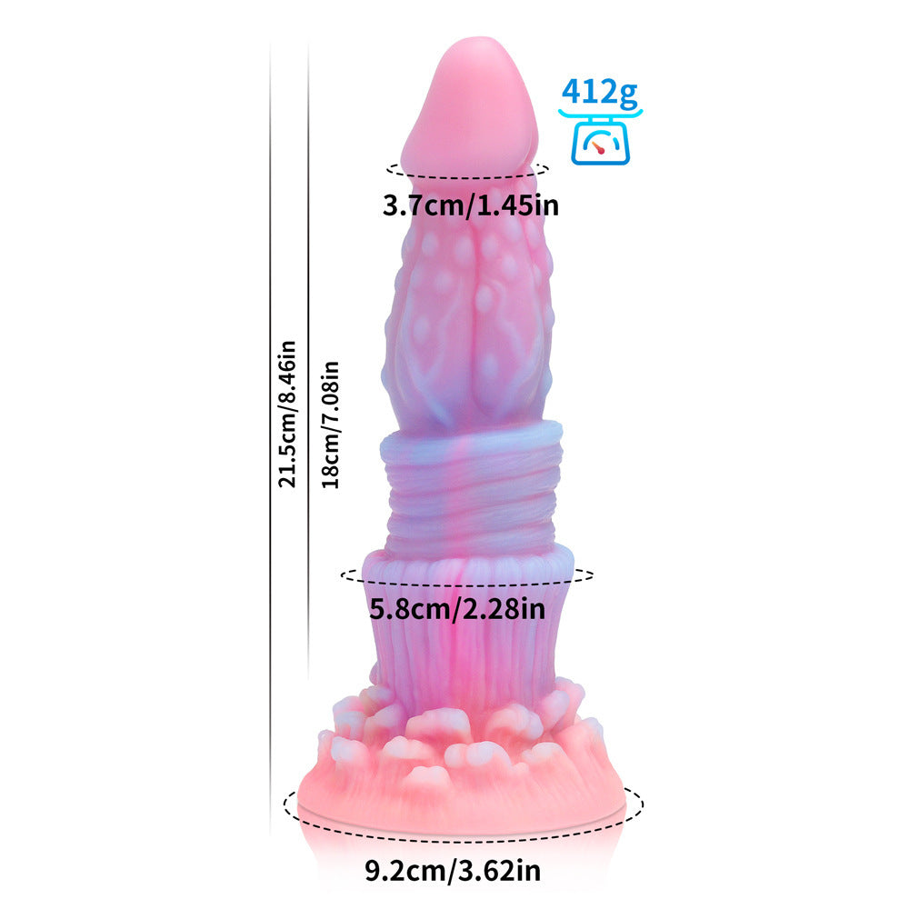 Colorful luminous liquid silicone simulation penis realistic dildo 7 inches