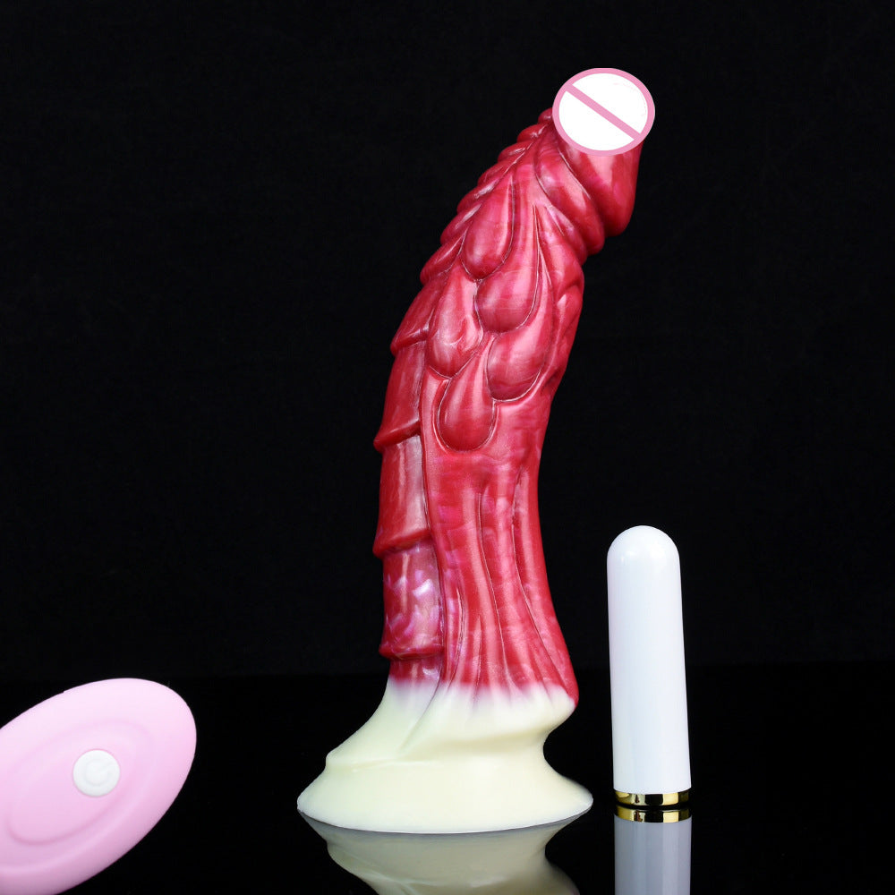 Vibrating simulation silicone dildo with special-shaped scales for female masturbation stick
