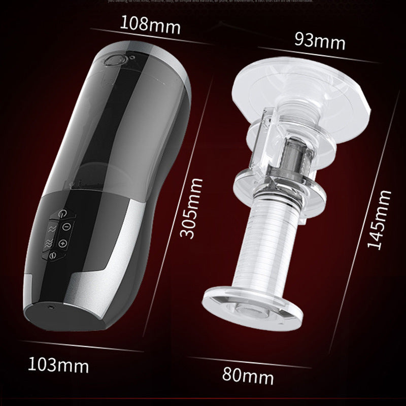 Fully automatic electric heated telescopic piston male masturbator