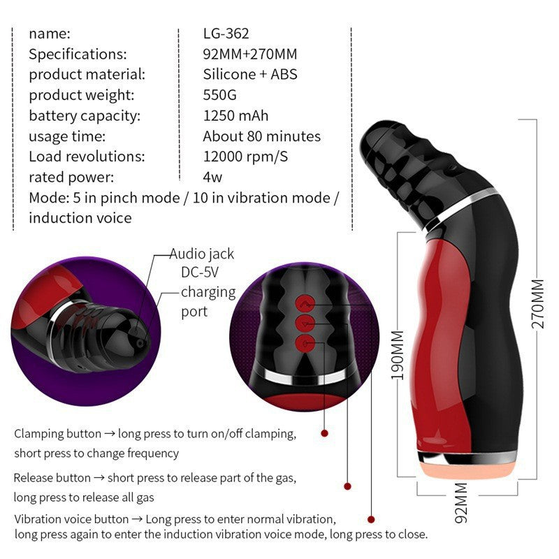 Rogge Clamp Suction & Vibration Oral Sex Cup Fully Automatic Male Masturbator with Interactive Moaning
