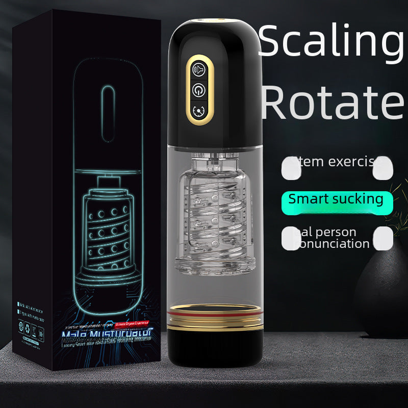 Fully automatic telescopic rotating masturbator male exerciser male adult massager