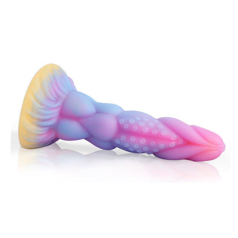 Colorful luminous liquid silicone simulation penis realistic dildo 7 inches