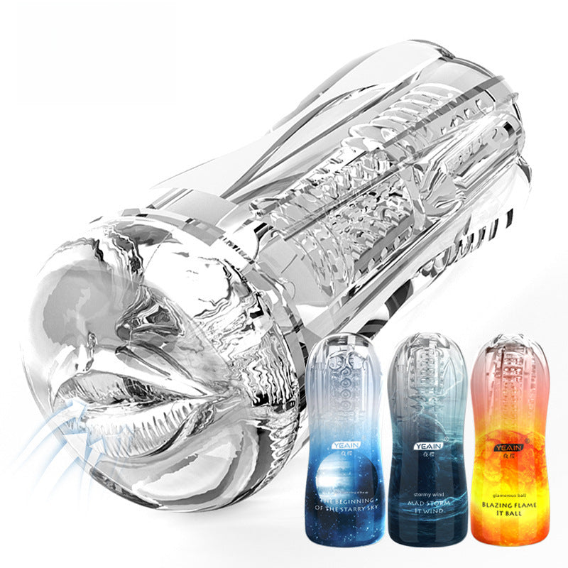 Night Sakura Clear Manual Masturbation Cup Trainer Vibrating Clamp Suction Male Masturbator