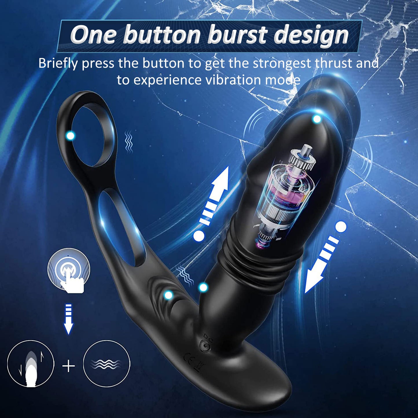 Double ring APP remote control telescopic prostate massager for men with anal plug vibrator