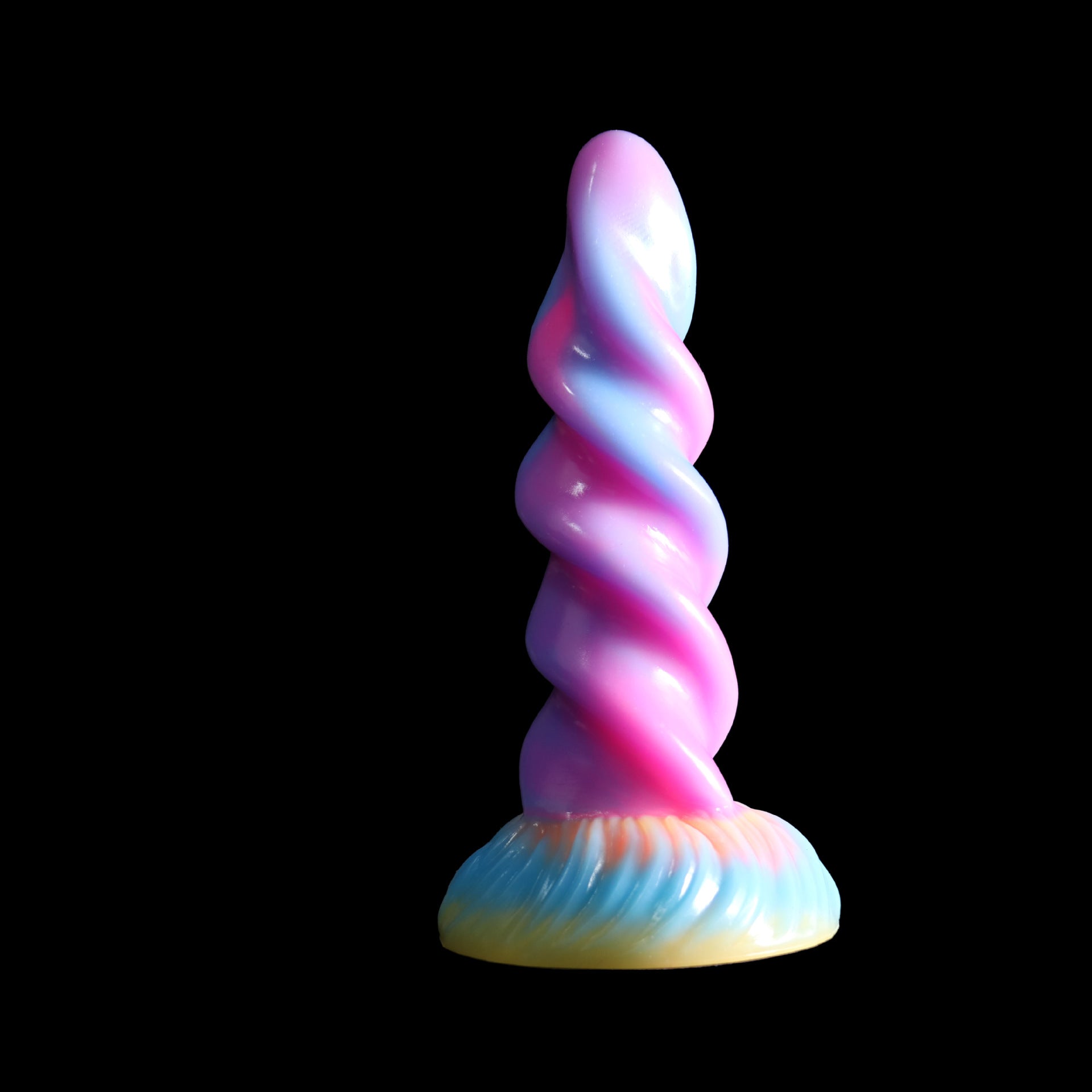 Special Shape Mixed Color Spiral Silicone Luminous Dildo Female Orgasm Masturbator