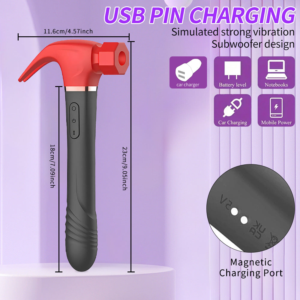 Women's two-color privacy concealable hammer shape powerful vibrator