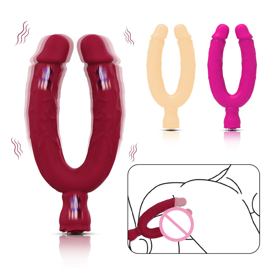 Powerful vibration double-head dildo bendable triple vibration dual-purpose vibrator