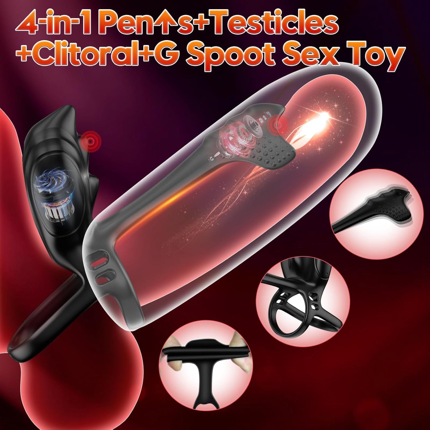 Hannibal Monster Cock Ring APP Controlled Penis Massage Vibrator Couples Sex Toy