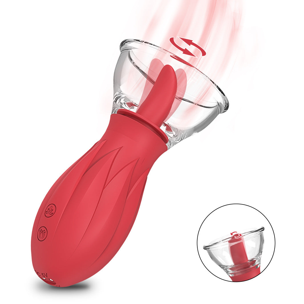 Female tongue licking suction cup masturbator G spot vibrator female sex toys