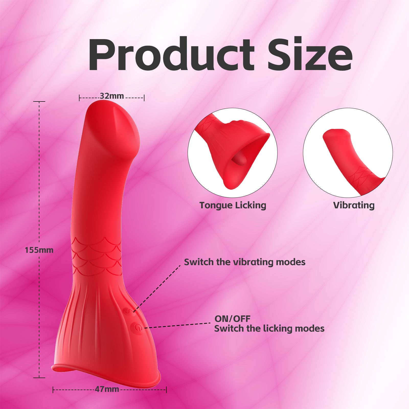 Mermaid tongue licking vibrator female massage stick adult sex toy