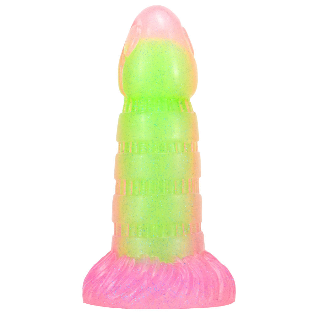 Brand new transparent mixed color luminous silicone dildo female manual masturbator