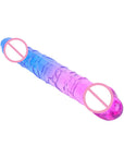 Super large and thick simulation double-headed two-color crystal dildo anal plug