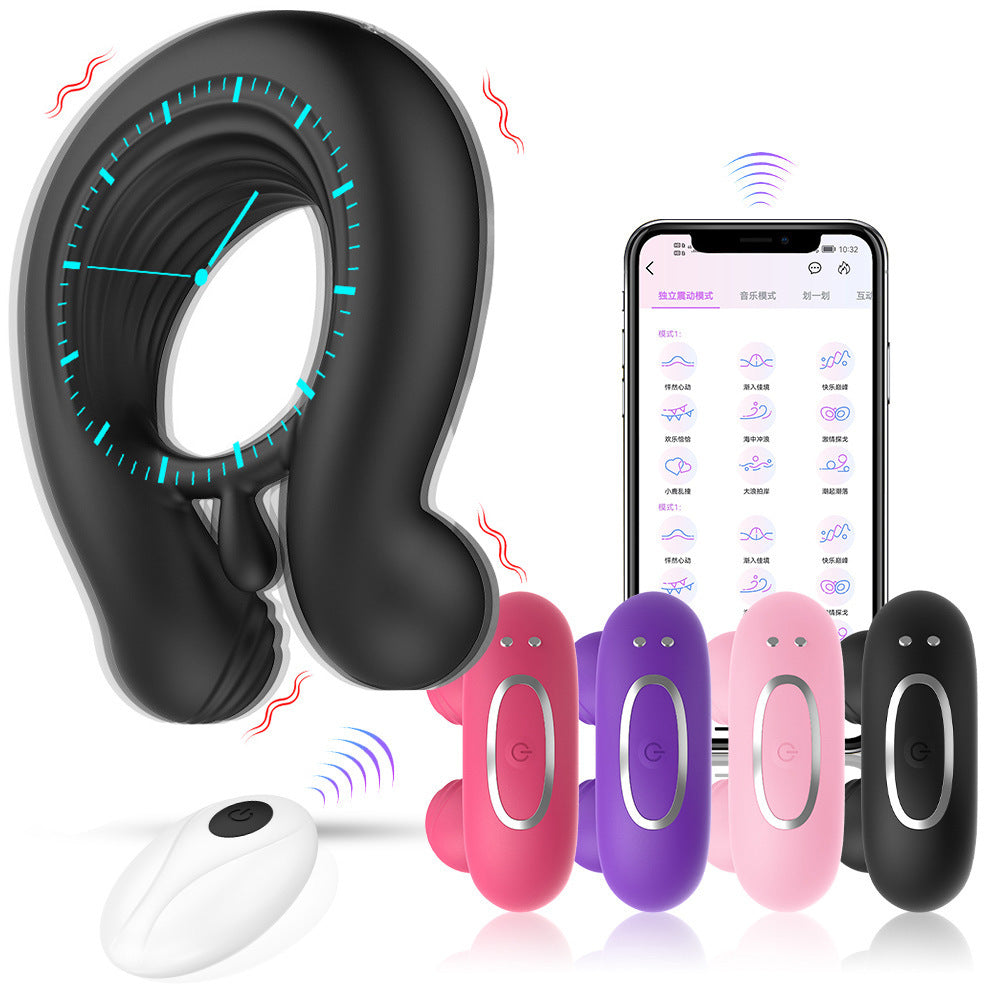 APP remote control dual shock penis ring couple massage silicone vibration delay device
