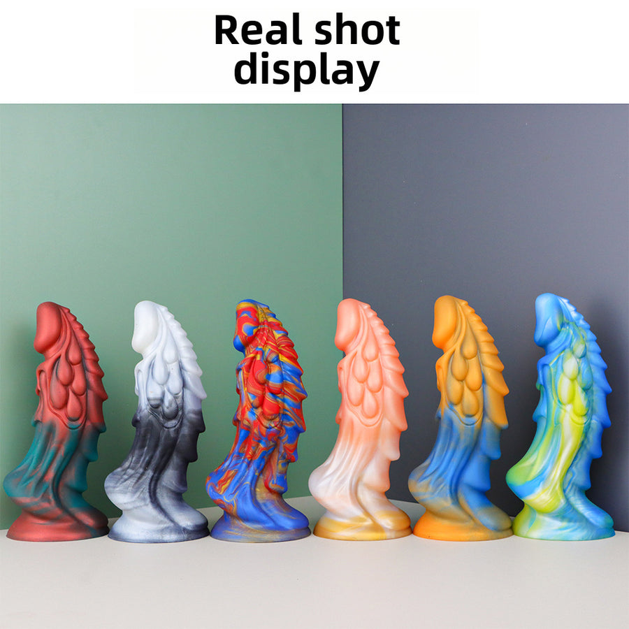 New mixed color liquid silicone dildo simulation special-shaped anal plug masturbator