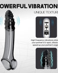 Extended silicone penis enlarger delayed vibration texture penis condom couple flirting sex toys