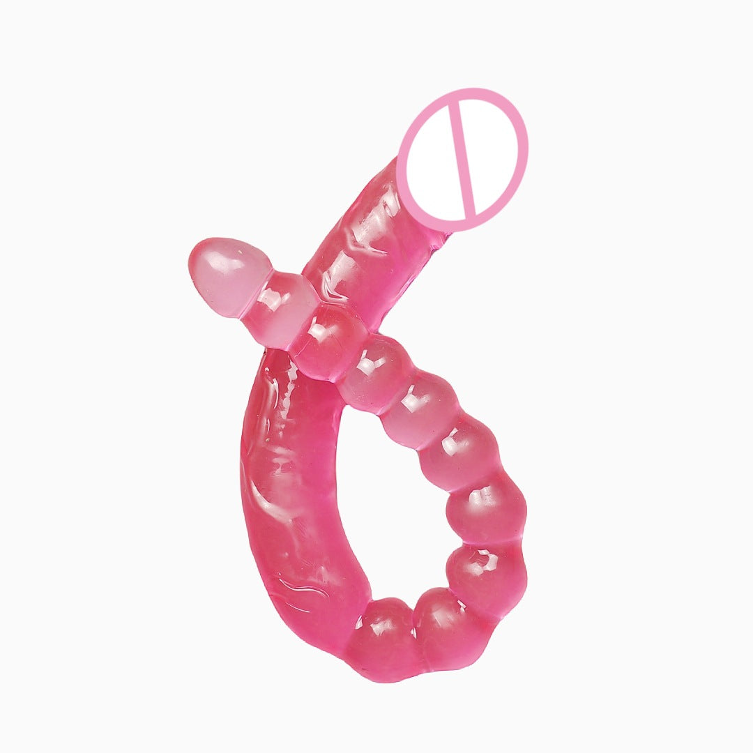 Double-headed dildo two-in-one female masturbator pull ball anal plug