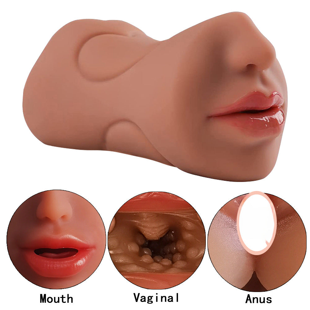 Men's double-headed three-hole molded oral sex masturbator adult sex products