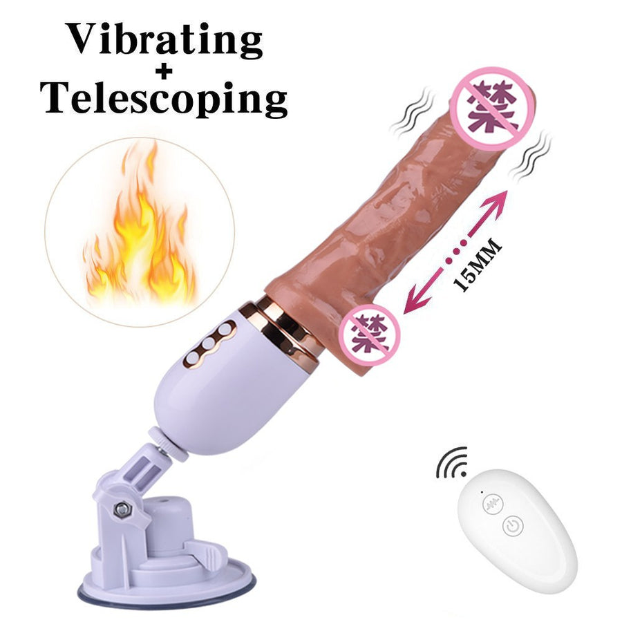 Fully automatic telescopic gun machine wireless remote control electric heating dildo