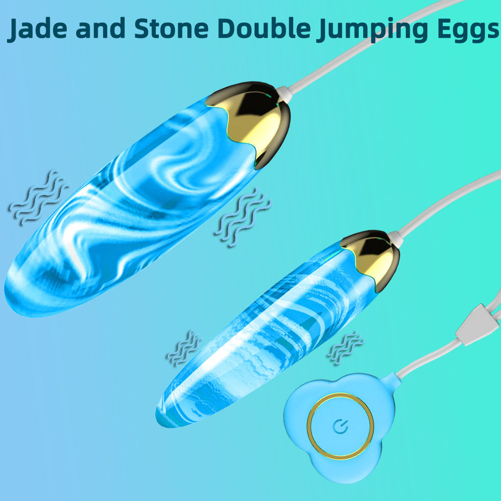 Female jade love egg vibrator wire control double jumping egg masturbator adult sex toys