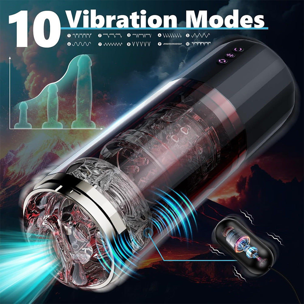 Electric rotating telescopic masturbator male penis trainer convex point stimulation adult sex toy