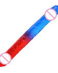 Super large and thick simulation double-headed two-color crystal dildo anal plug