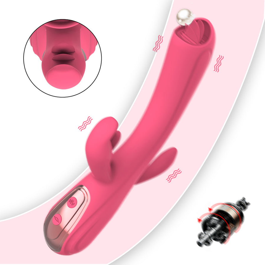 Double tongue licking G-spot vibrator