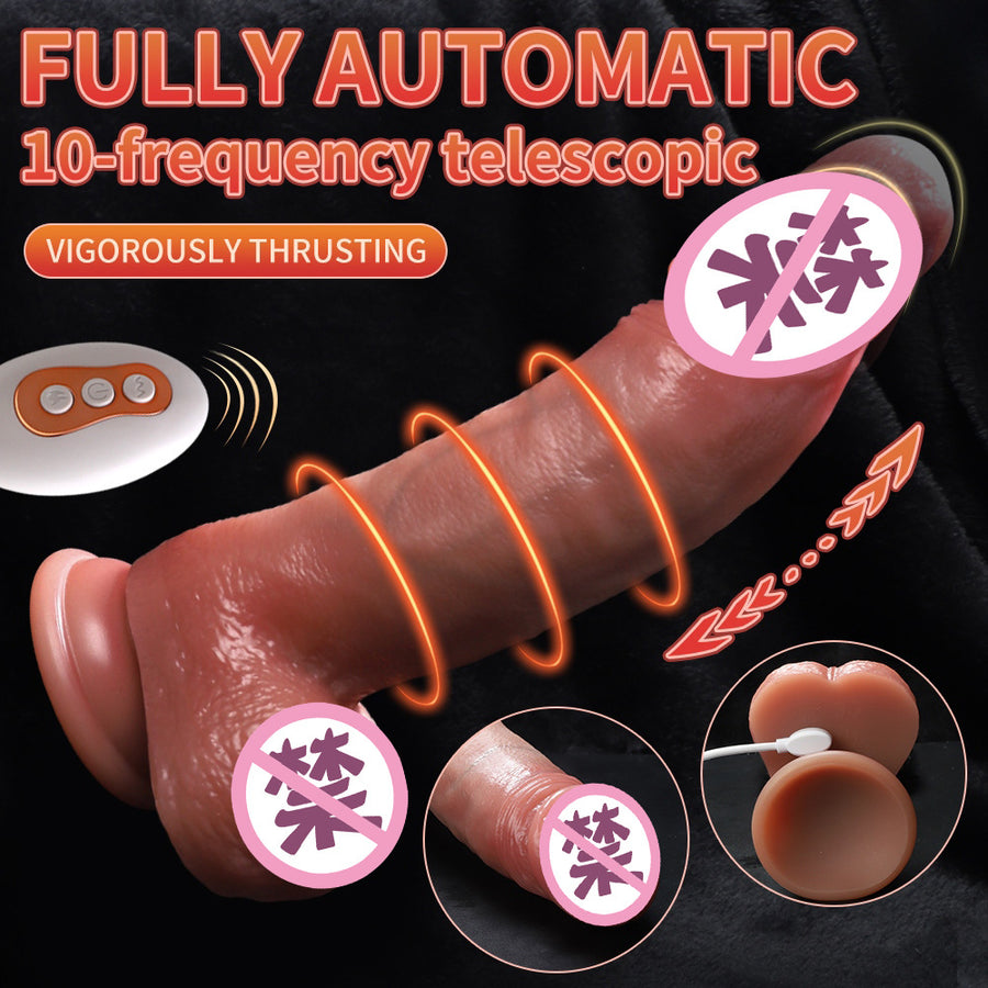 Electric simulation dildo large size wireless remote control heating telescopic swing female vibrator