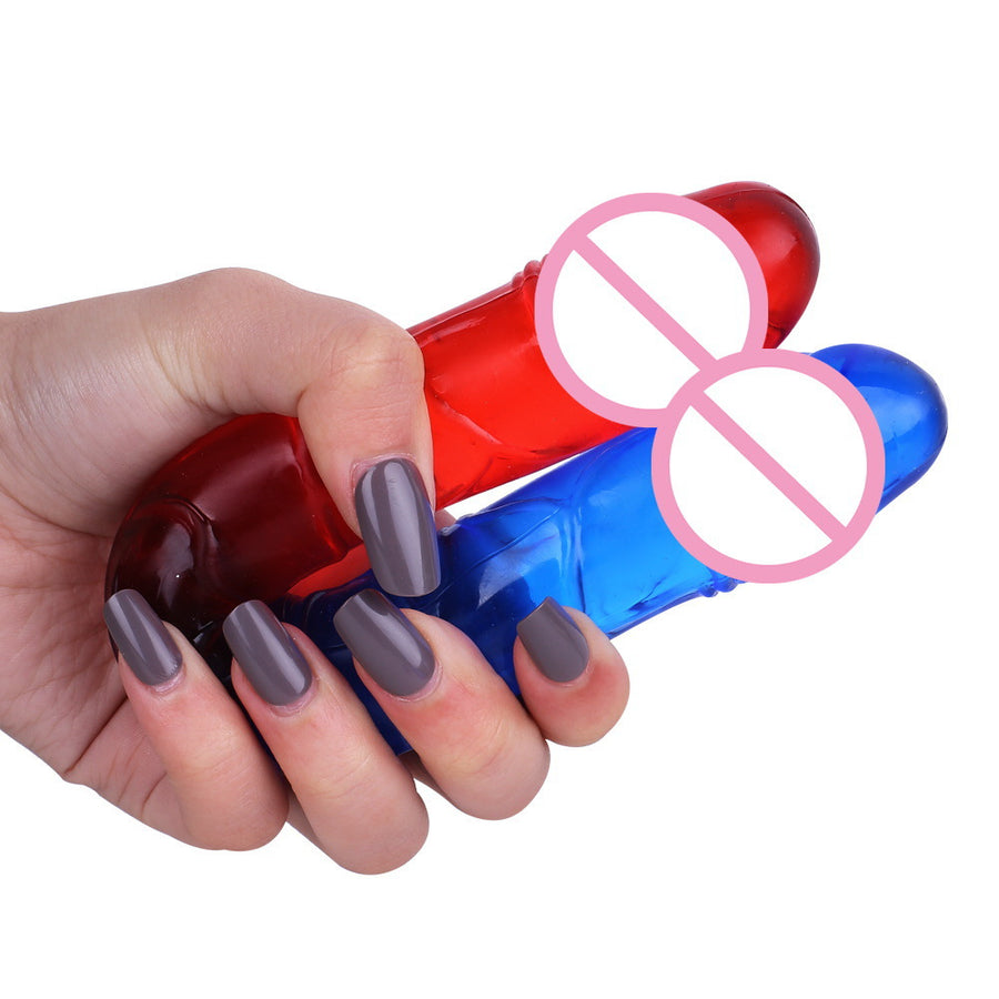 Super large and thick simulation double-headed two-color crystal dildo anal plug