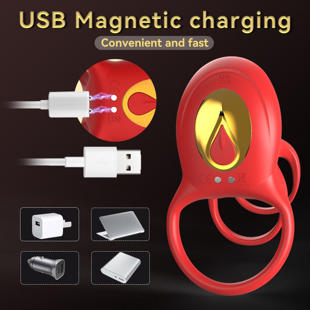 Rose three-section ring APP remote control silicone vibration penis ring flirting couple vibrator