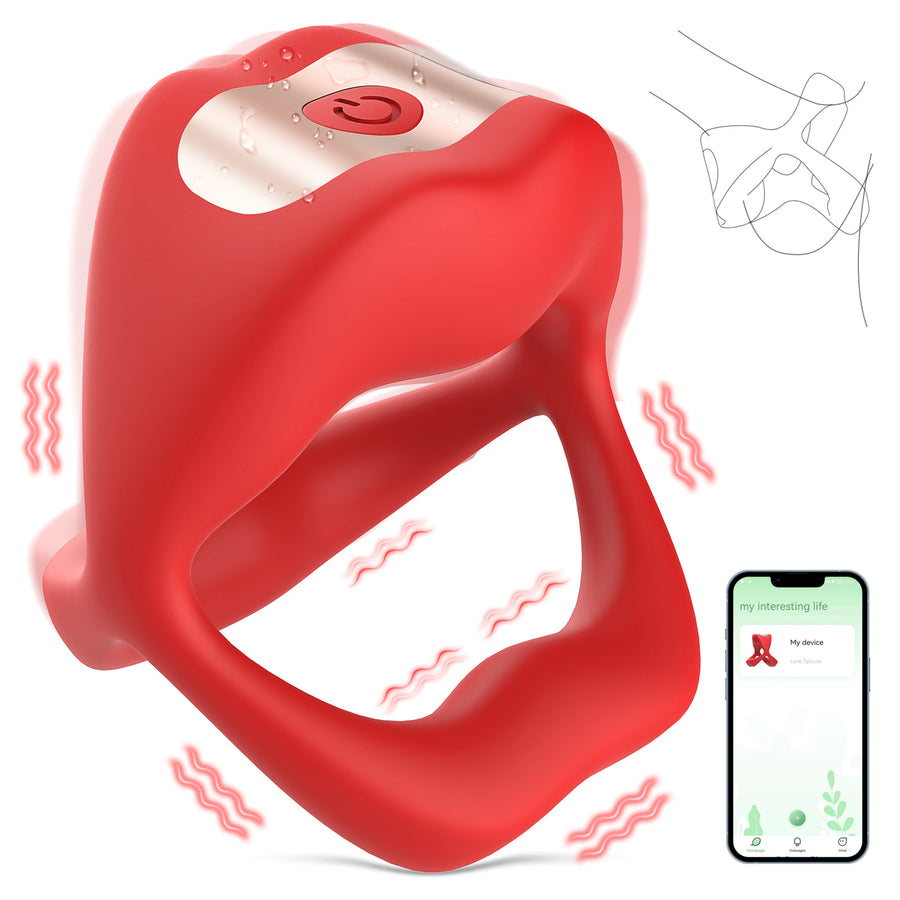 Three-ring APP controlled penis ring delay vibrator penis massage exerciser