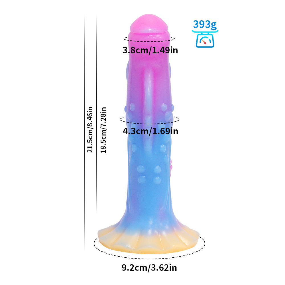 Colorful luminous liquid silicone simulation penis realistic dildo 7 inches