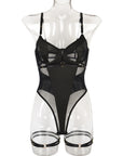 Summer mesh string sexy bodysuit for women with back buckle and leg rings