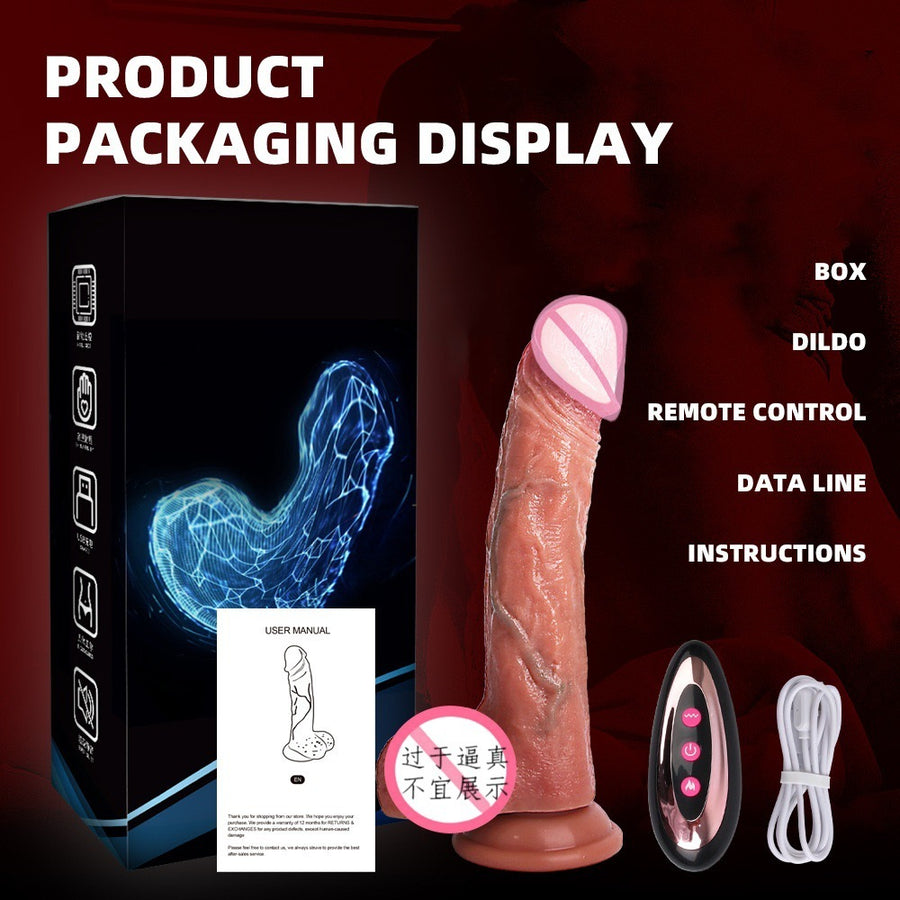 Realistic electric thrusting dildo with heating for adult female sex toys simulation masturbator